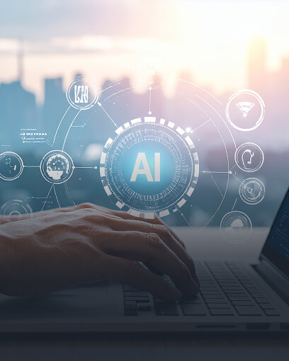 Interface d’IA numérique représentant la recherche et l’innovation en intelligence artificielle.