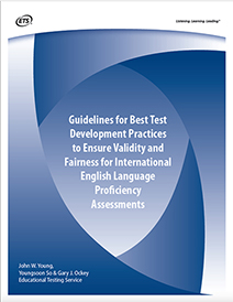Image des lignes directrices pour les meilleures pratiques de développement des tests afin d’assurer la validité et l’équité des évaluations internationales de maîtrise de l’anglais