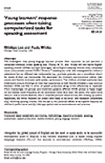 En savoir plus sur les processus de réponse des jeunes apprenants lors de la réalisation de tâches informatisées pour l’évaluation de la parole