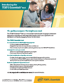 Présentation du flyer du test TOEFL® Essentials™