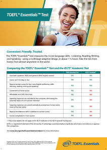 Comparaison entre le test TOEFL Essentials et le test académique IELTS