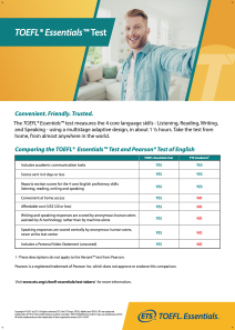 Comparaison entre le test TOEFL Essentials et le test Pearson d’anglais